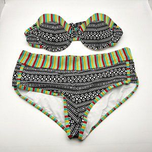 HOT WATER Multicolored Tribal Print Bikini M NWOT